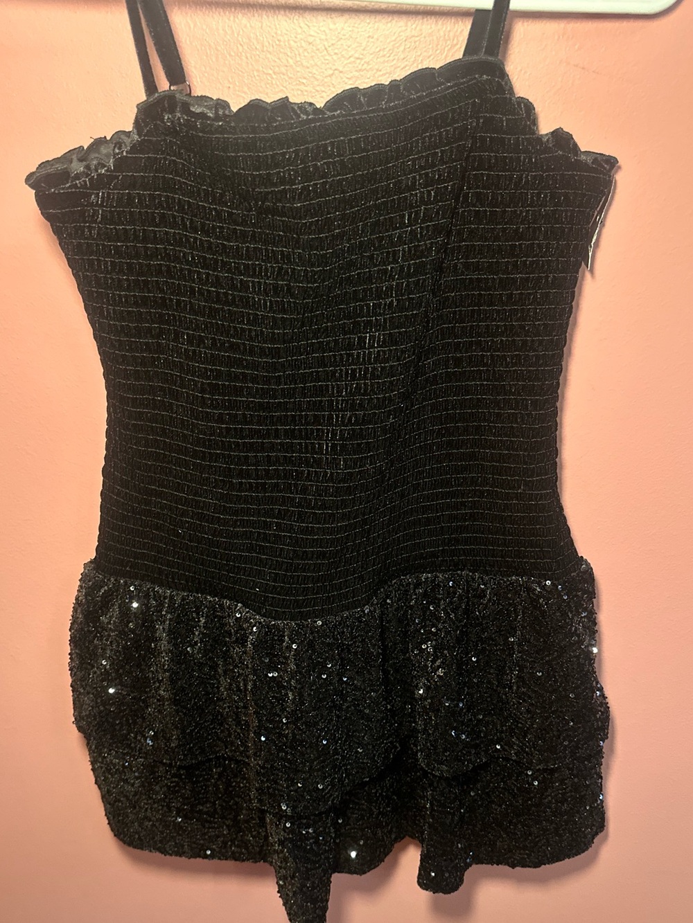 Black Sequin Strapless Party Dress girls Large 10/12